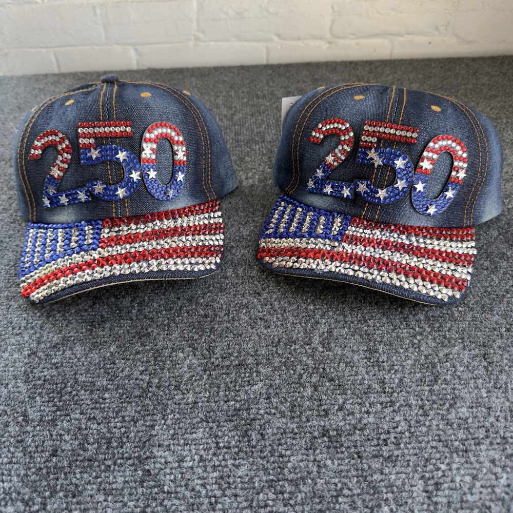 BIJORCA Boutique 250 (USA) Denim Hat Rhinestones Bedazzled Adjustable NEW